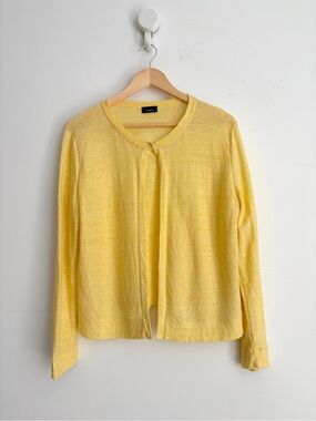 Akris Linen Cotton Micro Sequin Twin Set Butter Yellow 12